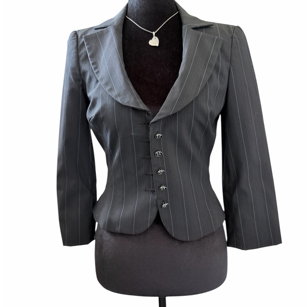 bebe Charcoal Pinstripe Blazer